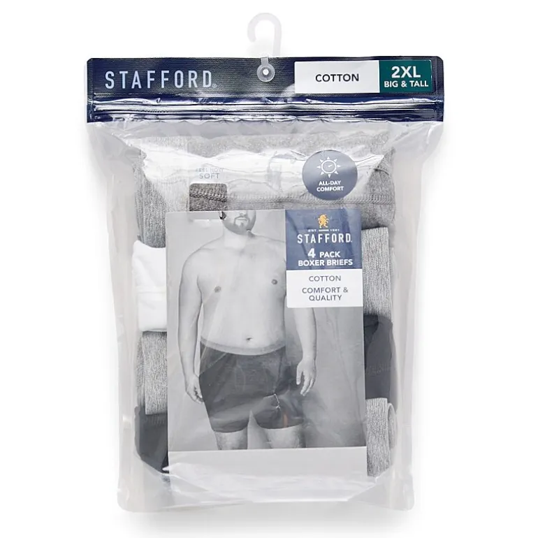 Stafford Cotton Mens Big 4 Pack Boxer Briefs 302866