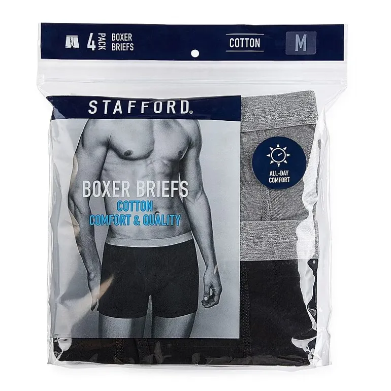 Stafford Cotton Mens Big 4 Pack Boxer Briefs 302866