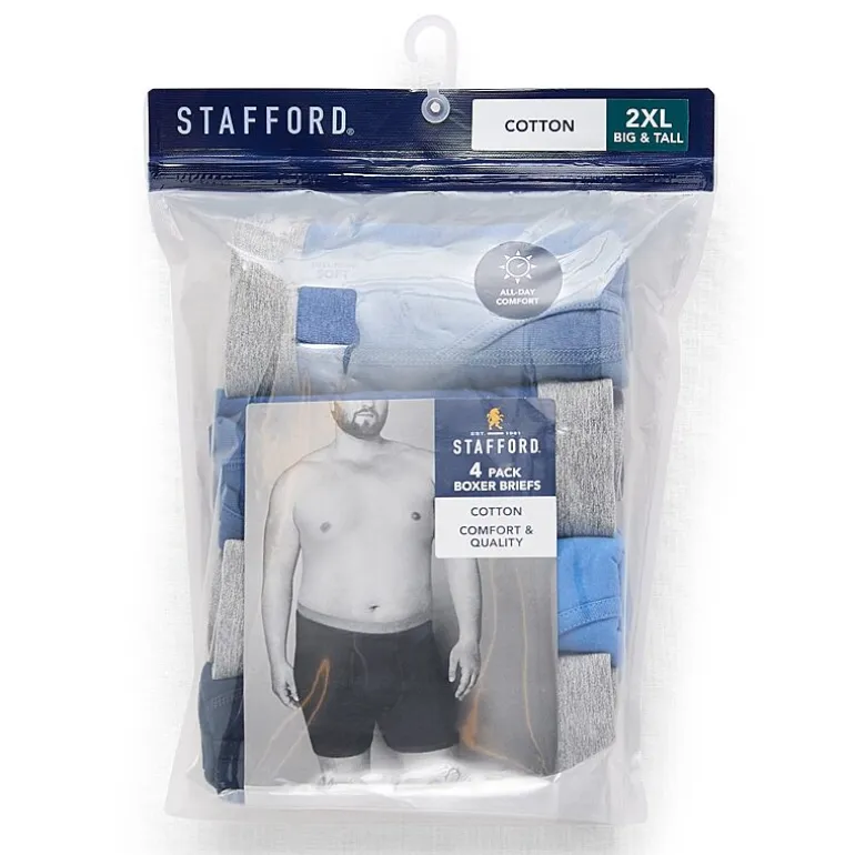 Stafford Cotton Mens Big 4 Pack Boxer Briefs 302866