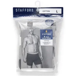 Stafford Cotton Mens 4 Pack Boxer Briefs 302866