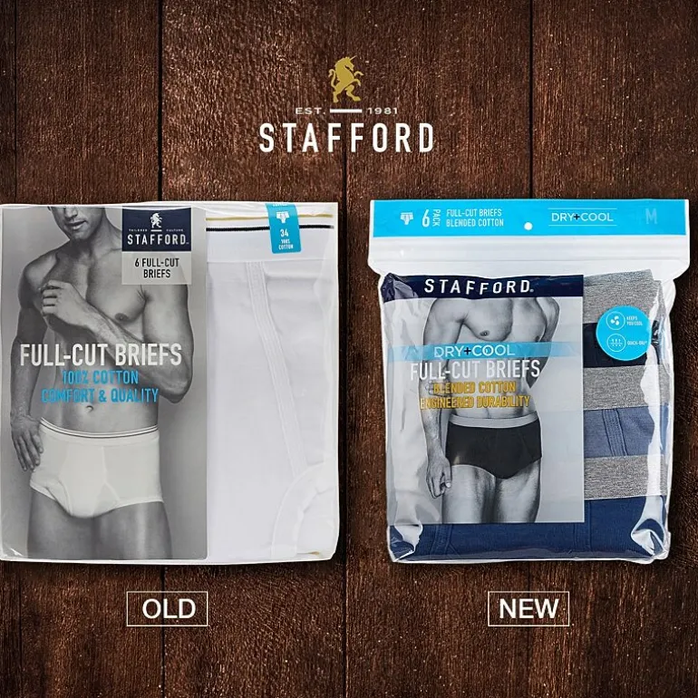 Stafford Dry + Cool Full Cut Mens 6 Pack Briefs 302872
