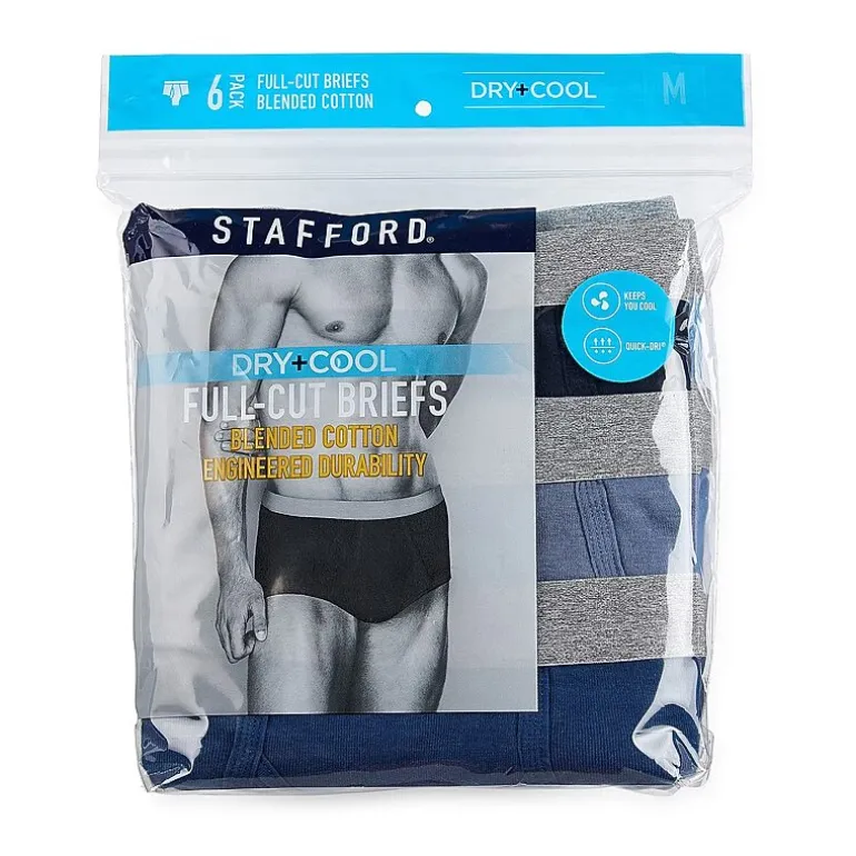Stafford Dry + Cool Full-Cut Mens Big 6 Pack Briefs 302872