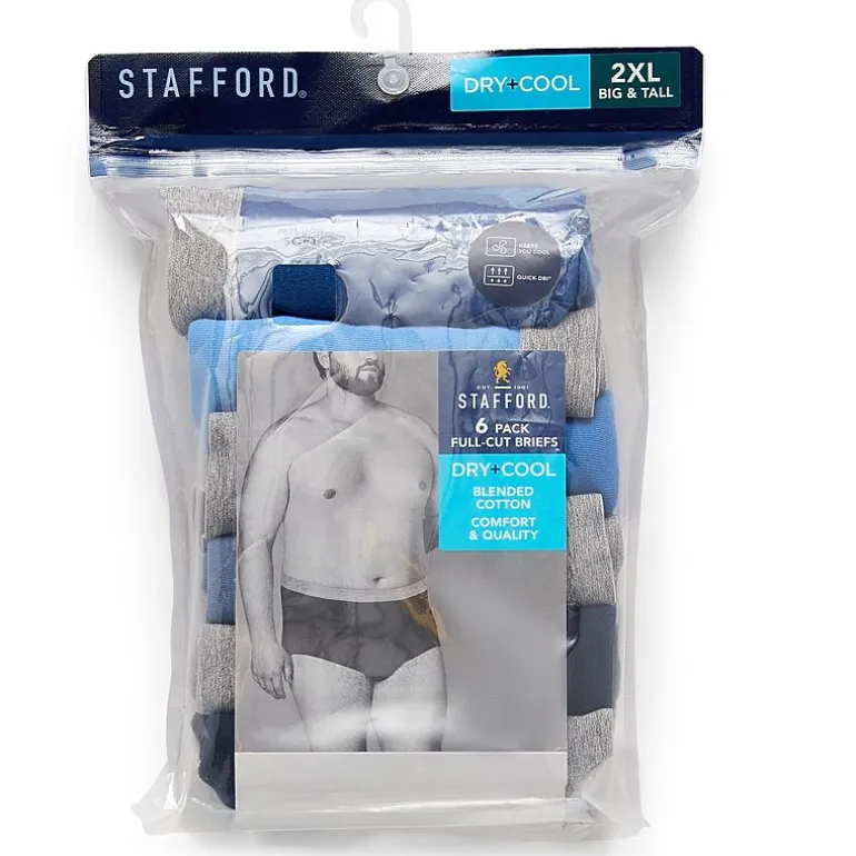 Stafford Dry + Cool Full-Cut Mens Big 6 Pack Briefs 302872