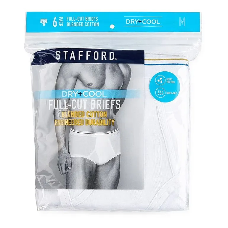 Stafford Dry + Cool Full-Cut Mens Big 6 Pack Briefs 302872