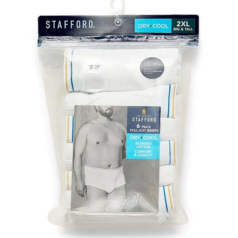Stafford Dry + Cool Full-Cut Mens Big 6 Pack Briefs 302872