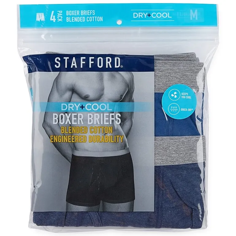 Stafford Dry + Cool Mens Big and Tall 4 Pack Boxer Briefs 302869