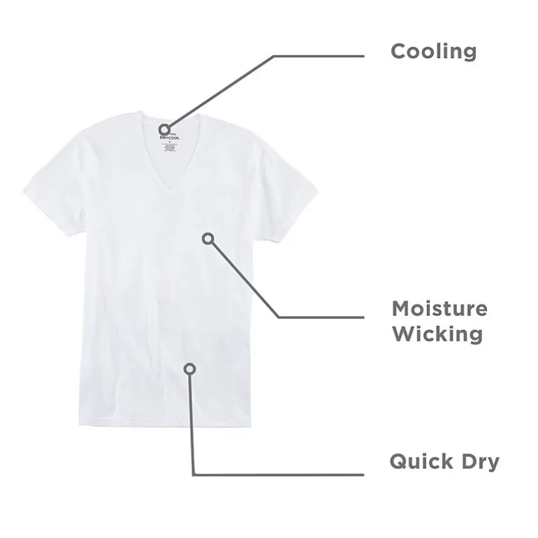 Stafford Dry + Cool Mens 4 Pack Short Sleeve V Neck MOISTURE_WICKING T-Shirt Tall