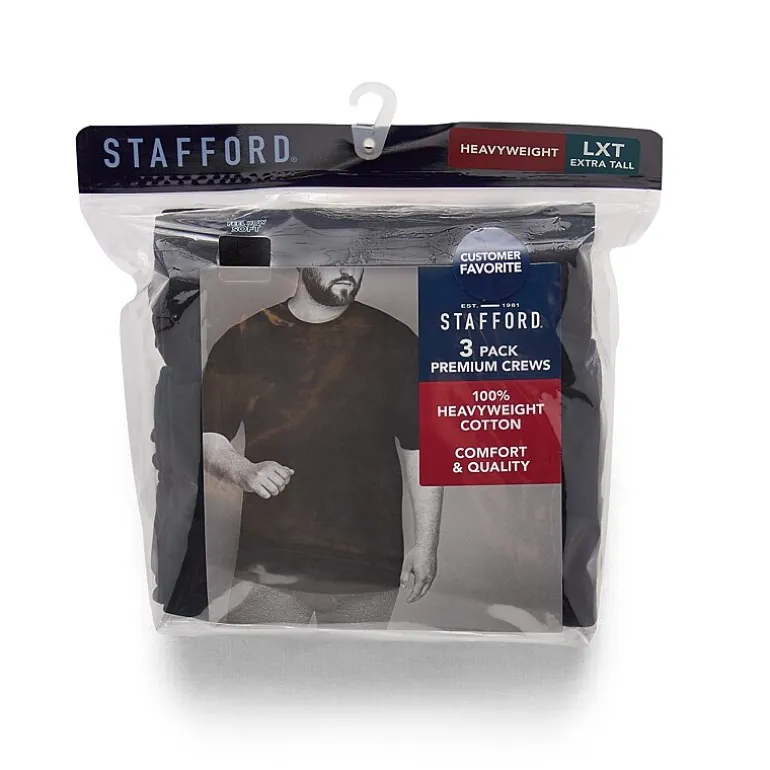 Stafford Heavyweight Cotton Mens 3 Pack Short Sleeve Crew Neck T-Shirt