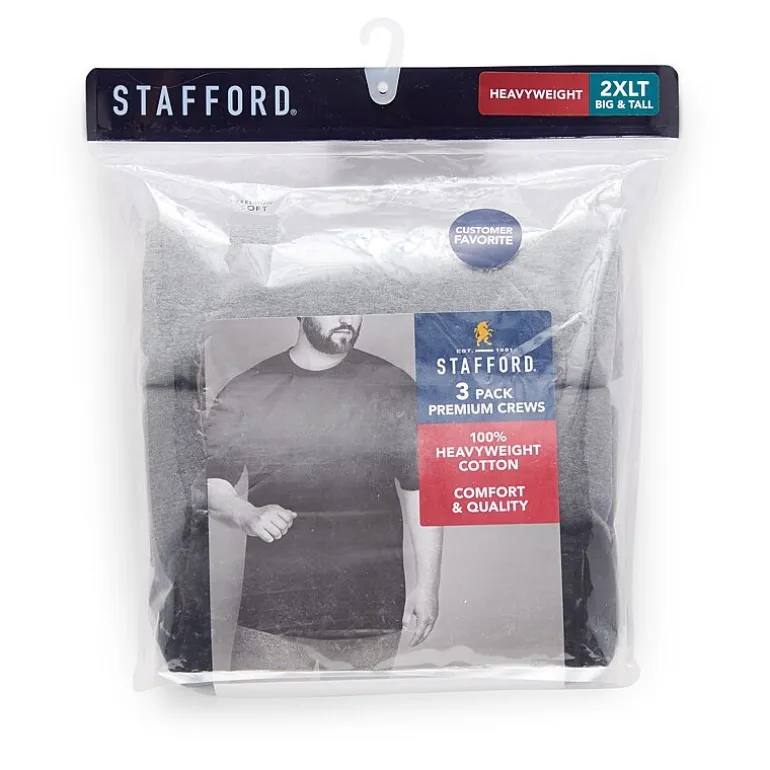 Stafford Heavyweight Cotton Mens 3 Pack Short Sleeve Crew Neck T-Shirt