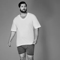 Stafford Heavyweight Cotton Mens 4 Pack Short Sleeve V Neck T-Shirt