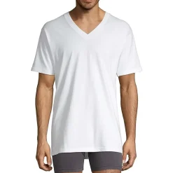 Stafford Heavyweight Cotton Mens 4 Pack Short Sleeve V Neck T-Shirt