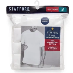 Stafford Heavyweight Cotton Mens 4 Pack Short Sleeve Crew Neck T-Shirt
