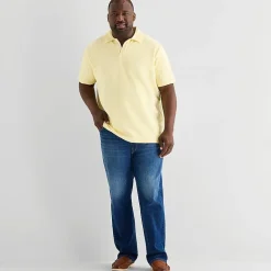 Stafford Johnny Collar Big and Tall Mens Regular Fit Short Sleeve Polo Shirt