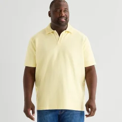 Stafford Johnny Collar Big and Tall Mens Regular Fit Short Sleeve Polo Shirt