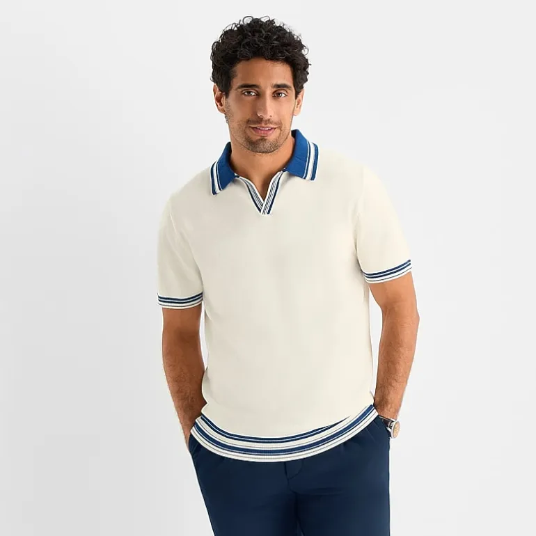 Stafford Johnny Collar Mens Short Sleeve Polo Sweater
