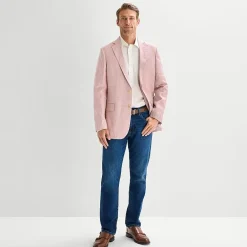 Stafford Linen Cotton Blend Mens Plaid Classic Fit Sport Coat