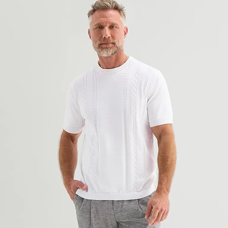 Stafford Mens Crew Neck Short Sleeve Pullover Sweater