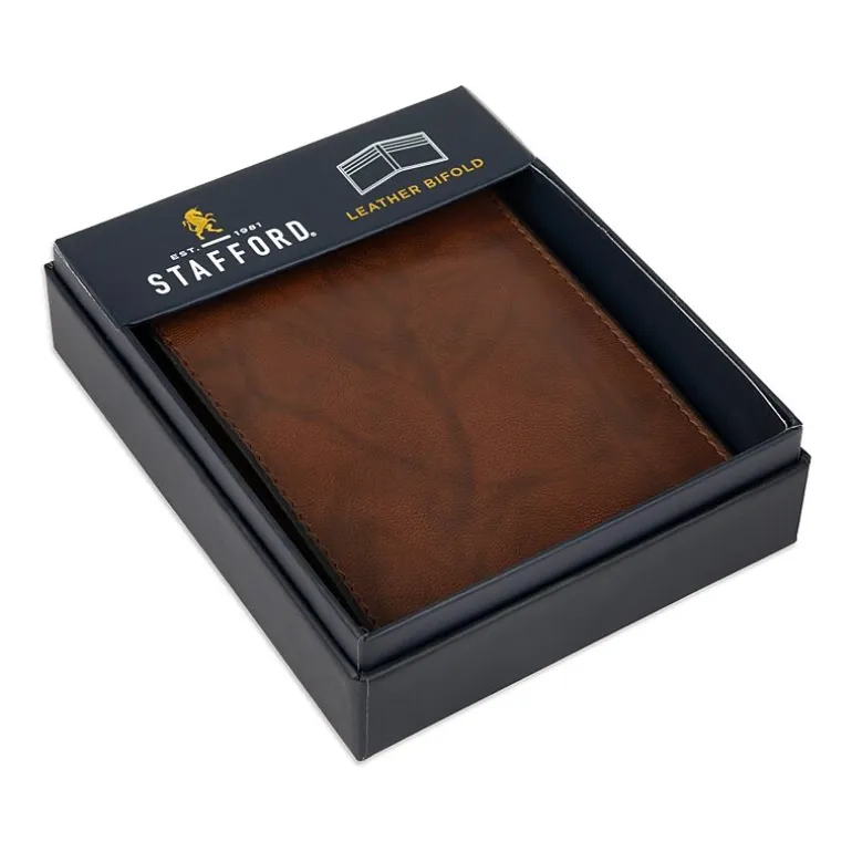 Stafford Mens Extra Capacity Personalized Rfid Blocking Bifold Wallet