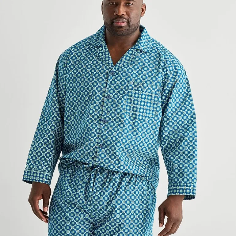 Stafford Mens Long Sleeve 2-pc. Big and Tall Pajama Set