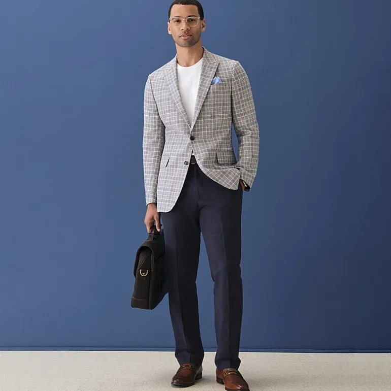 Stafford Mens Plaid Classic Fit Sport Coat