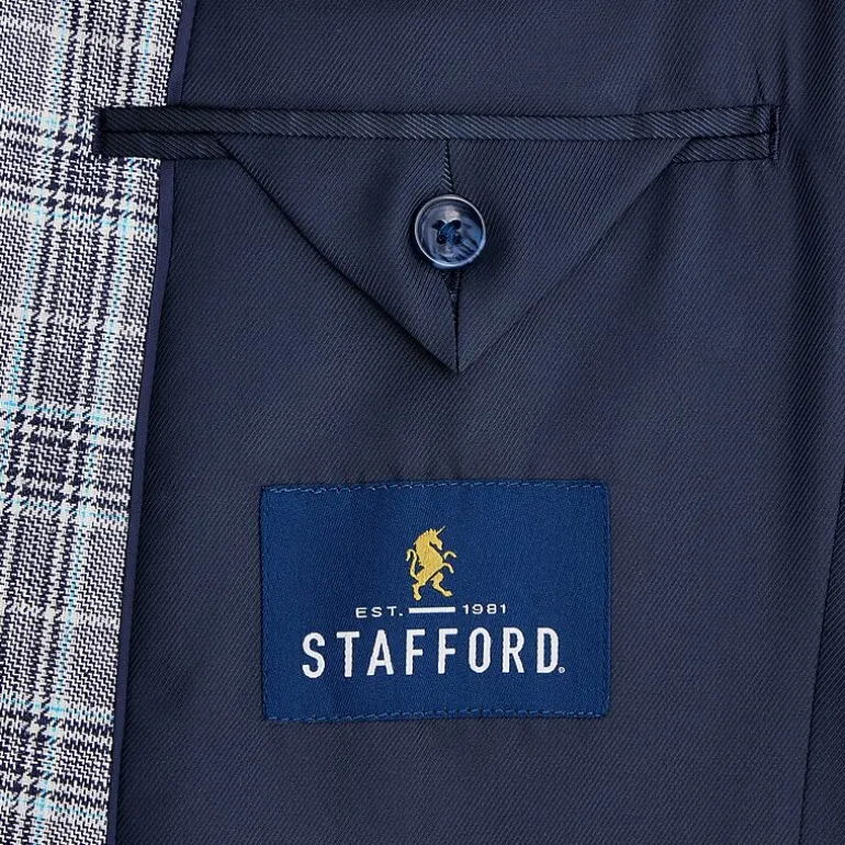 Stafford Mens Plaid Classic Fit Sport Coat