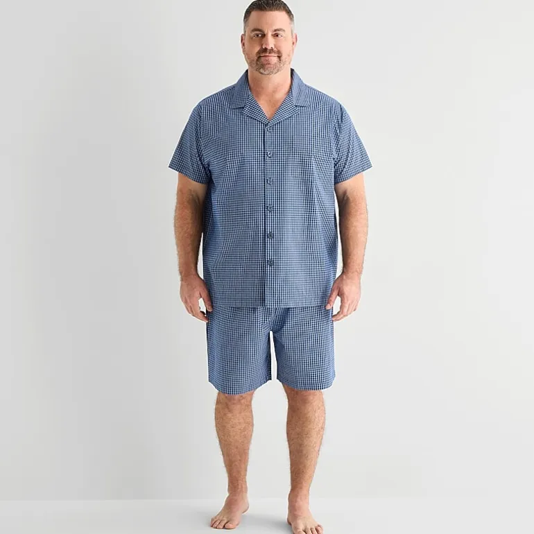 Stafford Mens Short Sleeve 2-pc. Big and Tall Pajama Set