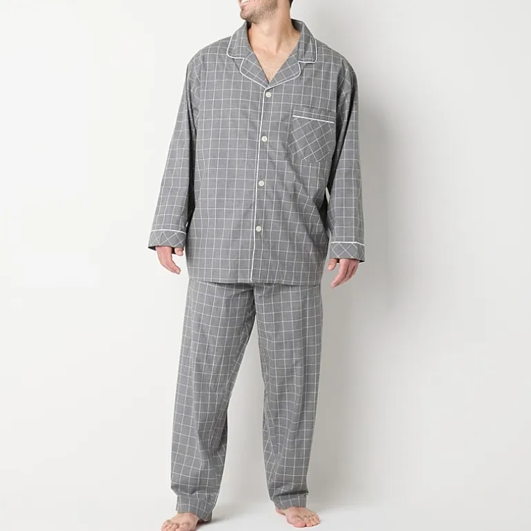 Stafford Modal Mens Long Sleeve 2-pc. Big Pajama Set
