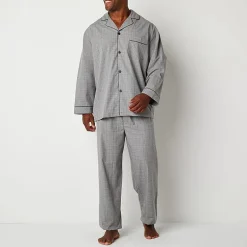 Stafford Modal Mens Long Sleeve 2-pc. Big Pajama Set