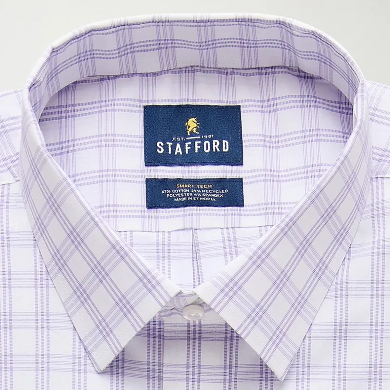 Stafford Smart Tech Big And Tall Mens Regular Fit Stretch Fabric Wrinkle Free Long Sleeve Dress Shirt