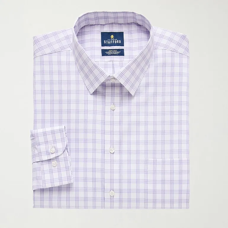 Stafford Smart Tech Big And Tall Mens Regular Fit Stretch Fabric Wrinkle Free Long Sleeve Dress Shirt