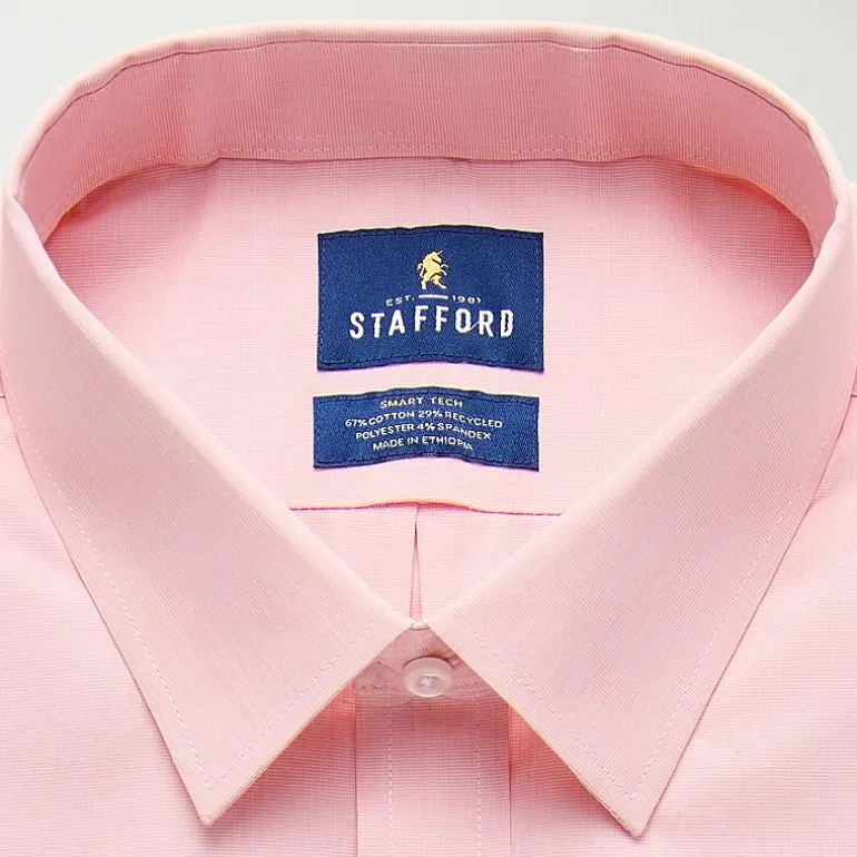 Stafford Smart Tech Big And Tall Mens Regular Fit Stretch Fabric Wrinkle Free Long Sleeve Dress Shirt