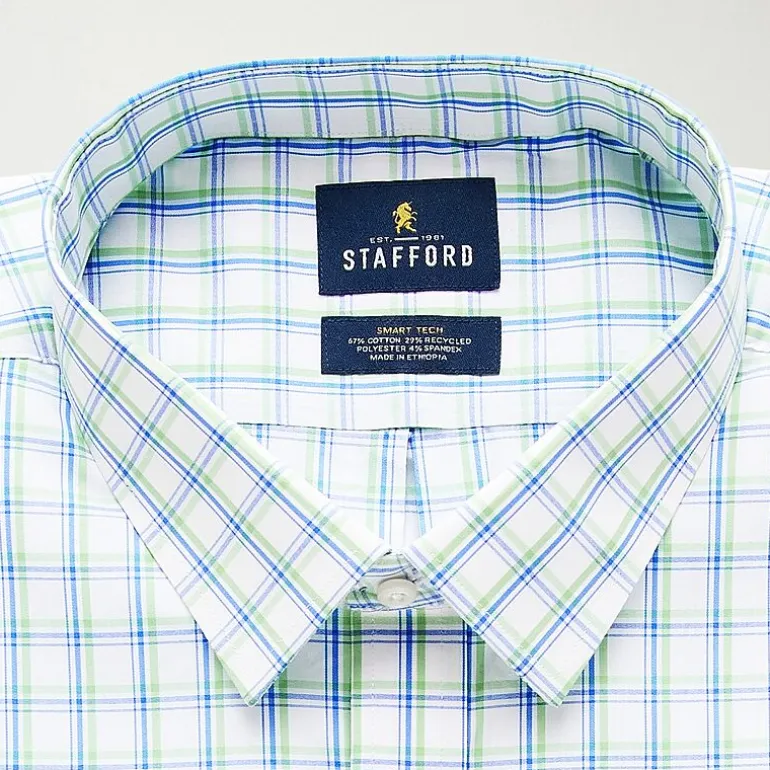 Stafford Smart Tech Big And Tall Mens Regular Fit Stretch Fabric Wrinkle Free Long Sleeve Dress Shirt