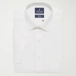 Stafford Smart Tech Magna Ready® Mens Regular Fit Easy-on + Easy-off Sensory Friendly Adaptive Stretch Fabric Wrinkle Free Short Sleeve Dress Shirt