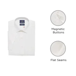 Stafford Smart Tech Magna Ready® Mens Regular Fit Easy-on + Easy-off Sensory Friendly Adaptive Stretch Fabric Wrinkle Free Short Sleeve Dress Shirt