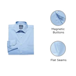 Stafford Smart Tech Magna Ready® Mens Regular Fit Easy-on + Easy-off Sensory Friendly Adaptive Stretch Fabric Wrinkle Free Long Sleeve Dress Shirt