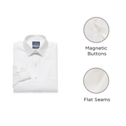 Stafford Smart Tech Magna Ready® Mens Regular Fit Easy-on + Easy-off Sensory Friendly Adaptive Stretch Fabric Wrinkle Free Long Sleeve Dress Shirt