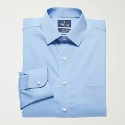 Stafford Smart Tech Magna Ready® Mens Regular Fit Easy-on + Easy-off Sensory Friendly Adaptive Stretch Fabric Wrinkle Free Long Sleeve Dress Shirt