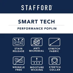 Stafford Smart Tech Magna Ready® Mens Regular Fit Easy-on + Easy-off Sensory Friendly Adaptive Stretch Fabric Wrinkle Free Long Sleeve Dress Shirt