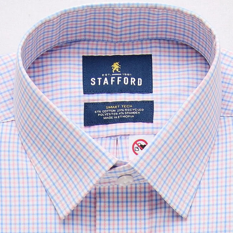 Stafford Smart Tech Magna Ready® Mens Regular Fit Easy-on + Easy-off Sensory Friendly Adaptive Stretch Fabric Wrinkle Free Long Sleeve Dress Shirt