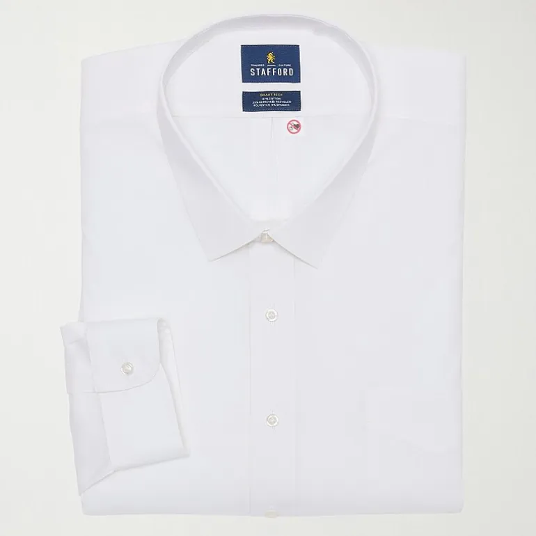 Stafford Smart Tech Mens Big & Tall Regular Fit Easy-on + Easy-off Adaptive Stretch Fabric Wrinkle Free Long Sleeve Dress Shirt