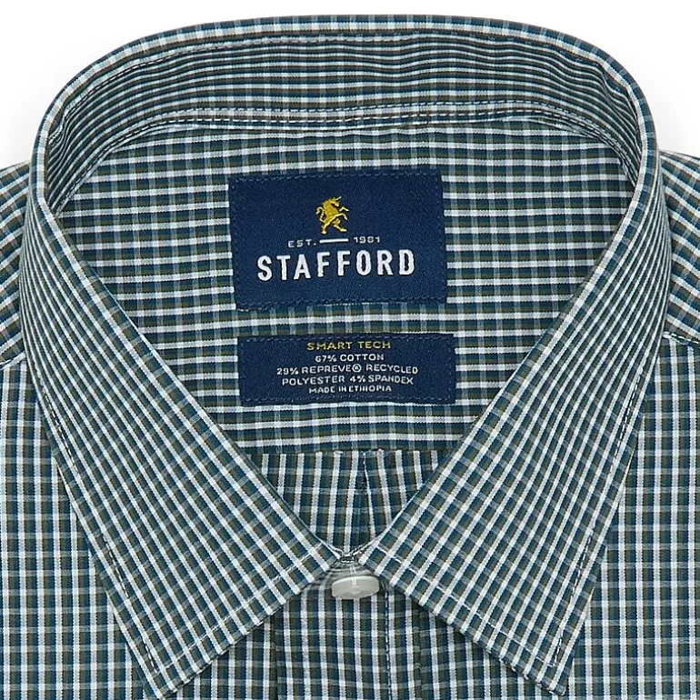 Stafford Smart Tech Mens Classic Fit Stretch Fabric Wrinkle Free Long Sleeve Dress Shirt