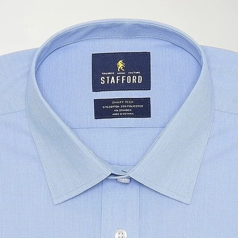 Stafford Smart Tech Mens Regular Fit Stretch Fabric Wrinkle Free Long Sleeve Dress Shirt