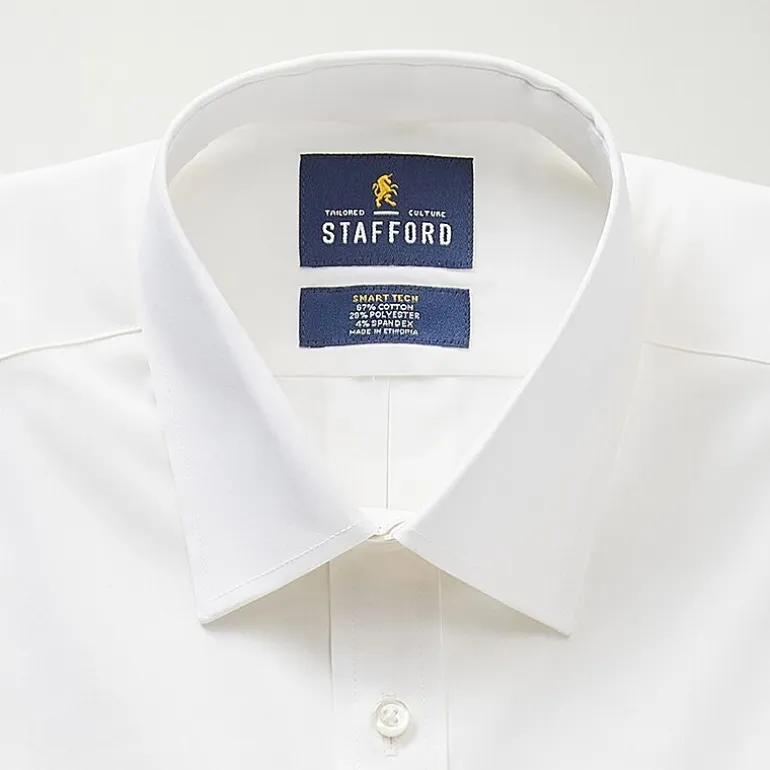 Stafford Smart Tech Mens Regular Fit Stretch Fabric Wrinkle Free Long Sleeve Dress Shirt