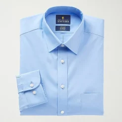Stafford Smart Tech Mens Regular Fit Stretch Fabric Wrinkle Free Long Sleeve Dress Shirt