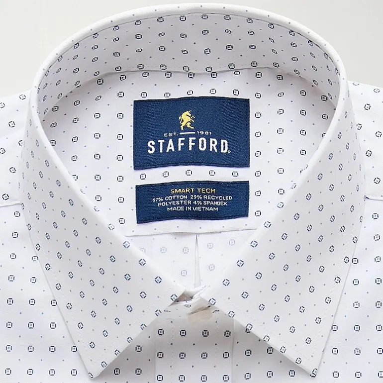 Stafford Smart Tech Mens Regular Fit Stretch Fabric Wrinkle Free Long Sleeve Dress Shirt