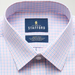 Stafford Smart Tech Mens Regular Fit Stretch Fabric Wrinkle Free Long Sleeve Dress Shirt