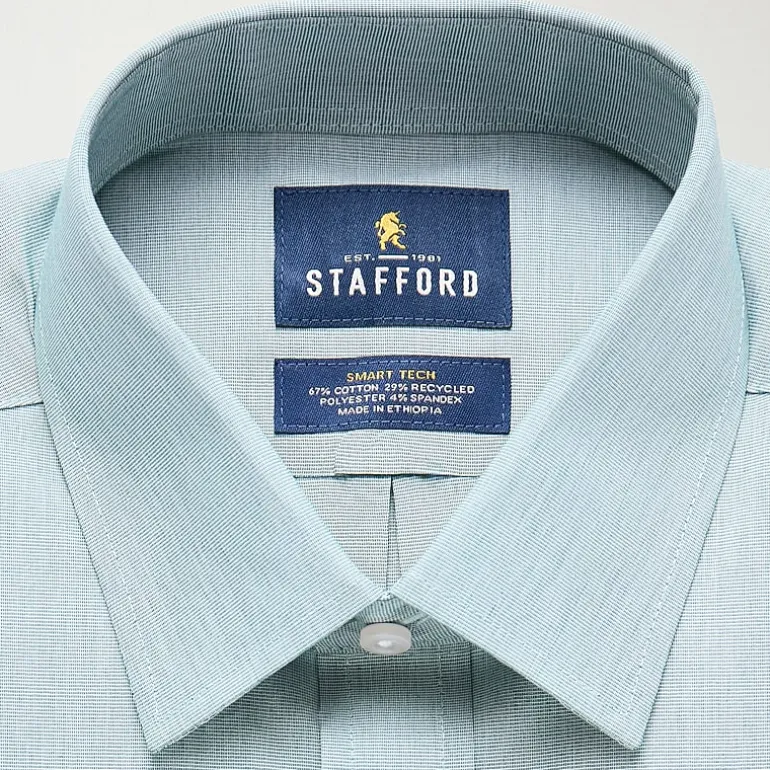 Stafford Smart Tech Mens Regular Fit Stretch Fabric Wrinkle Free Long Sleeve Dress Shirt