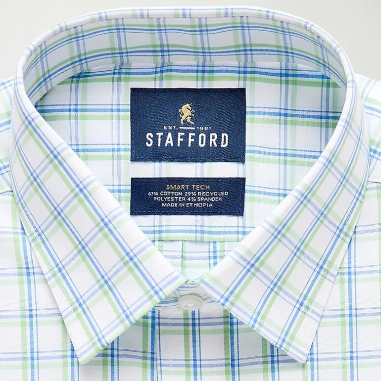 Stafford Smart Tech Mens Regular Fit Stretch Fabric Wrinkle Free Long Sleeve Dress Shirt