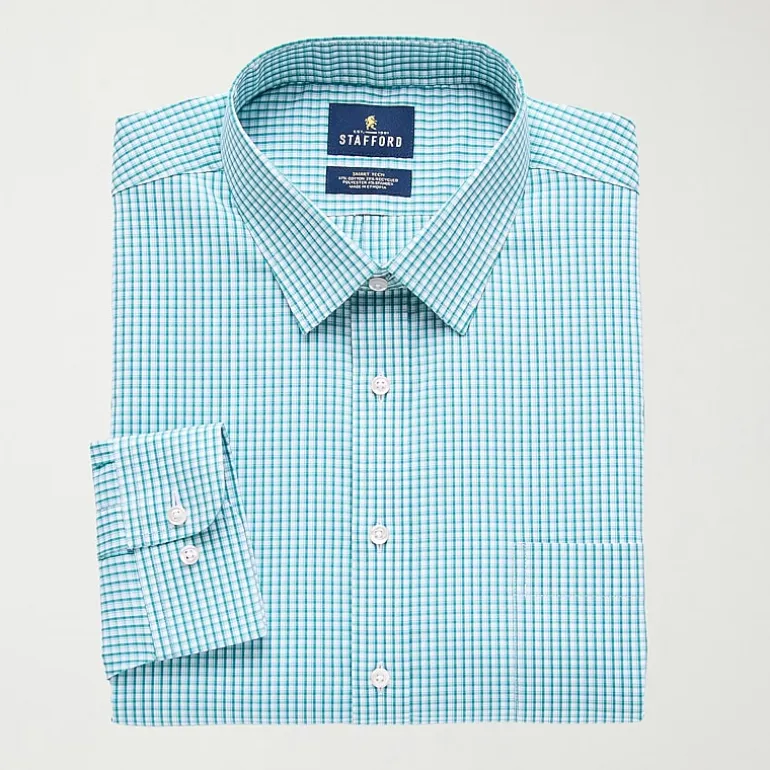 Stafford Smart Tech Mens Regular Fit Stretch Fabric Wrinkle Free Long Sleeve Dress Shirt