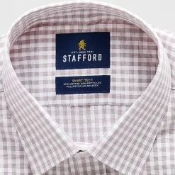 Stafford Smart Tech Mens Slim Fit Stretch Fabric Wrinkle Free Long Sleeve Dress Shirt